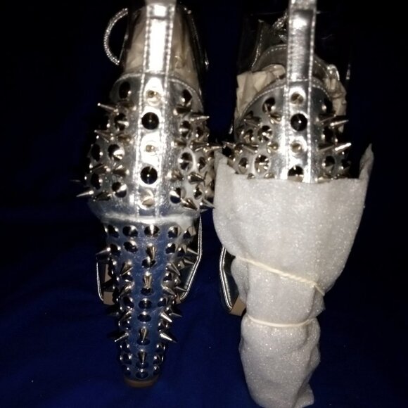 SEE ME SPIKING  Spike Platform Boots  SILVER  & See Through  ( BRAND NEW ! ) - Picture 5 of 6